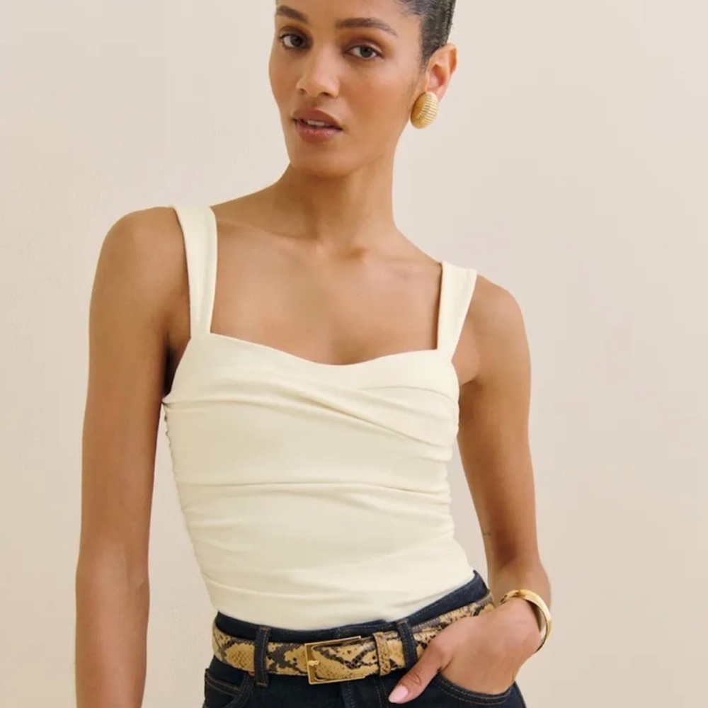 Reformation Trish Knit Top White Size L
